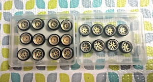 CUSTOM WHEELS 5 SETS ALLOY STAGGER FITS ON HOT WHEELS 1/64 CARS NEW BBS GOLD 2 - Picture 1 of 20