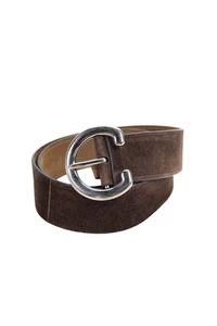 Prada Womens Suede Circular Buckle Waist Belt Brown Size 36/98 - Picture 1 of 6