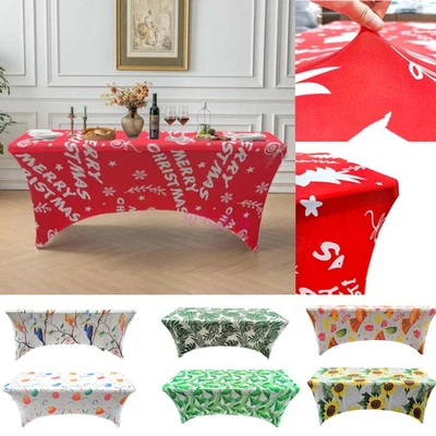NEW Stretch Spandex Tablecloth Fitted Rectangular Table Cover XMAS Wedding Party - Image 1 of 4