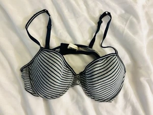 Izod Blue & Grey Striped Bra With Cute Features Size 36B - Picture 1 of 6