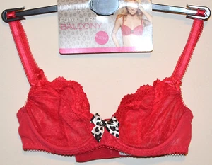 M&S LIMITED COLLECTION FUN & FLIRTY BALCONY BRA SIZE 30B SCARLET RED BNWT - Picture 1 of 2