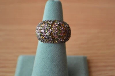Anillo cúpula de turmalina múltiple de 4,85 quilates platino sobre plata fina talla 7 Foto 1 de 4
