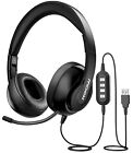 MPOW Wired USB Headset Headphone with Microphone for Call PC Computer Laptop