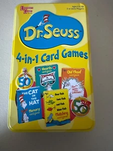 Dr. SEUSS 4-IN-1 Card Games in Tin Box :Memory,Hearts, Matching,Old Maid - Picture 1 of 11