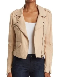 Chaqueta de moto BLANKNYC crepé para mujer en color tostado talla mediana nueva con etiquetas - Imagen 1 de 8