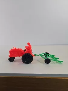 Barr Farm Toys OHIO Orange Plastic Tractor w Green Sled! Bright Colors - Picture 1 of 14