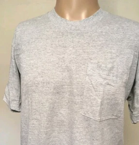 Vintage 90s Fruit of the Loom Pocket T Shirt Heather Gray Single Stitch USA XL - Picture 1 of 12