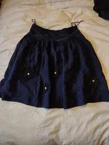 Next Ladies Navy Flower Skirt Size 8 - Picture 1 of 1