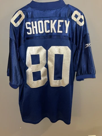 New York Giants Jeremy Shockey #80 Reebok Stitched Jersey Sz 54 On-Field Blue Cover