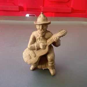 RARE 1950s Marx Rubber Chubby Cowboy Playing Guitar Western Playset Figure 60mm - Picture 1 of 4