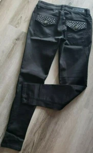 Women sz 28 studded rhinestone black embellished pocket skinny jeans (see notes) - Picture 1 of 9