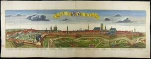 MÜNCHEN BAYERN GROßER PANORAMA KUPFERSTICH WERNER WOLFF PROBST MUNICH BAVARIA - Picture 1 of 3