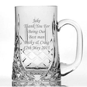 Personalised Lead Crystal 1pt Tankard wedding gifts, best man gifts, usher gifts - Picture 1 of 2
