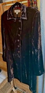 Italian Designer Blunauta Silk Velvet Coat Size 14-16 - Picture 1 of 8
