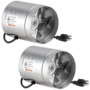 6 Inch 240 CFM Inline Ducting Booster Fan for HVAC Exhaust 2 Packs Silver - Picture 1 of 7