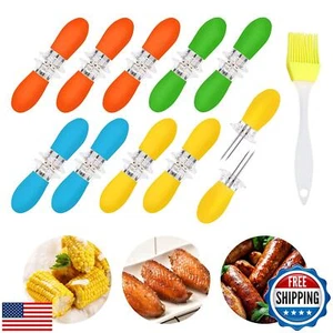 AUGSUN 20Pcs/10 Pairs Stainless Steel Corn Cob Holders BBQ Forks Skewers Corn - Picture 1 of 5