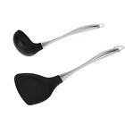  2 Pcs Turner Spoons Wok Saptula and Scoop Hanger for Storage