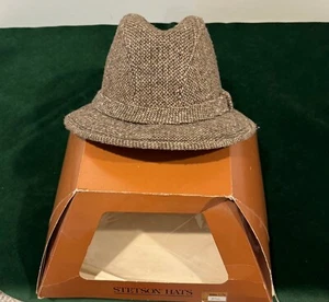Vintage Stetson Titan fedora Medium 7-7 1/8 - Mens brown wool tweed - Sharp!! - Picture 1 of 10