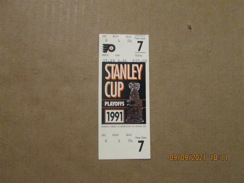 NHL Philadelphia Flyers Vintage 1991 Stanley Cup Playoffs Game 7 Full Ticket Cover