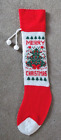 MERRY CHRISTMAS Knitted Christmas Stocking with 2 Pom Poms 62cm long x 18cm wide