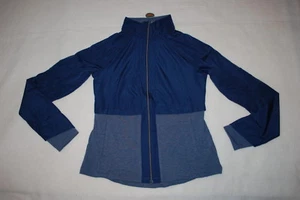 Womens DK BLUE SPORT JACKET Knit / Woven LT WEIGHT Zip Front AVIA Hooded XS 0-2 - Picture 1 of 2