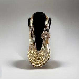 Indian Bollywood Bridal Kundon  Pearl Choker Long Combo Necklace Ethnic Jewelry - Picture 1 of 2