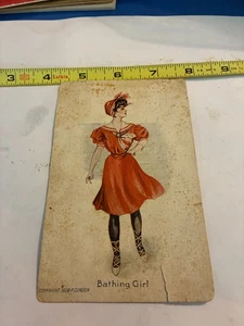 VINTAGE BATHING GIRL POSRCARD WITH 1 CENT STAMP USED - Picture 1 of 2