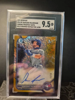 2022 Bowman Damiano Palmegiani Gold Shimmer Refractor Auto 14/50 SGC 9.5 - Image 1 of 4