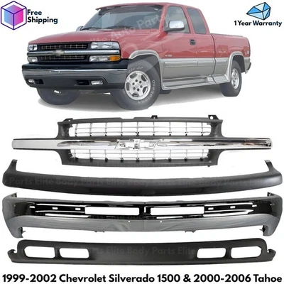 Front Bumper Chrome Kit For 1999-2002 Chevrolet Silverado 1500 & 2000-2006 Tahoe Foto 1 de 4