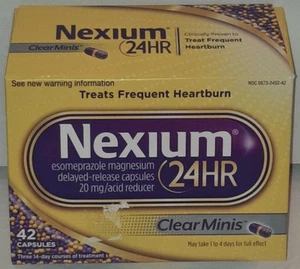 Nexium 24HR Heartburn Relief/Acid Reducer 20MG Clear Minis 42 Count Capsules - Picture 1 of 1