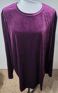 2X Bedford Fair NEU Damen Oberteil Bluse Lila Velour Langarm Stretch - Bild 1 von 3
