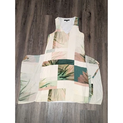 Tibi  Size 0 Dress V-Neck Patchwork Floral Print Silk Asymmetrical Wrap Dress - Image 1 of 4