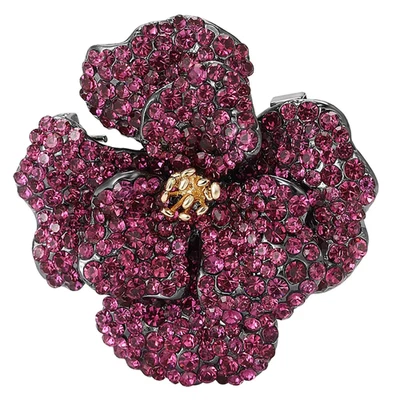 Broche prendedor vintage brillante con estrás flor de hibisco - regalo de joyas de naturaleza Foto 1 de 4