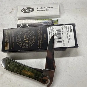 CASE RUSSLOCK KELLY GREEN CURLY OAK # 71953L SS KNIFE NEVER USED IN BOX - Picture 1 of 4