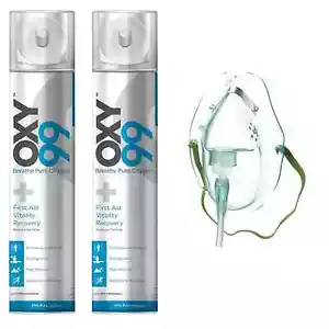 2 Can Oxy99 Portable Oxygen Cylinder 6 liter Light Weight Boschi Italy Free Mask - Picture 1 of 3