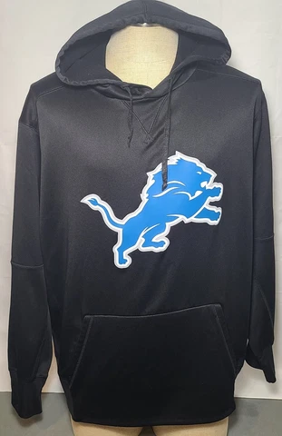 Nike NFL Team Apparel Detroit Lions Black Hoodie Logo Sweatshirt Size XL ~ Used Cover
