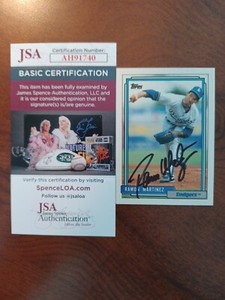 RAMON MARTINEZ 1992 Topps # 730 autographed signed card DODGERS 92 JSA AUTO