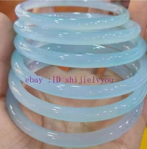 Beautiful Natural Light Blue Jadeite Jade Gemstone Round Bangle Bracelet 55-56mm - Picture 1 of 3