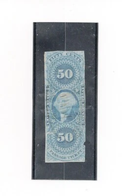 US Internal Revenue Scott #R61a -1862-71  50C Passage Ticket Imperforate (paper) - Image 1 of 2