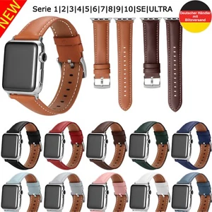Pasek do zegarka Skórzany pasek do zegarka Apple Watch Series 1-7 8 9 10 SE ULTRA iWatch Zegarek - Zdjęcie 1 z 36