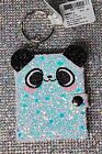 Glitter White Iridescent Panda Bear Mini Diary Notebook Keychain NWT