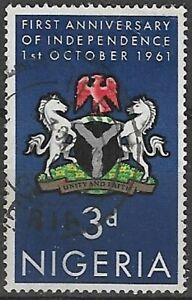 1961 - Nigeria 1st Anniversary of Independence Coat of Arms 3d Used SG106