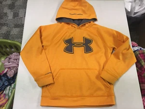 UNDER ARMOUR  PULLOVER HOODIE GOLD   W LOGO  BOYS SMALL   LOOSE   - Picture 1 of 4