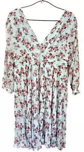 NUEVO CON ETIQUETAS BOOHOO Mujer Vestido Midi EE. UU. Talla 16 Azul Floral Rosa Plisado Manga Larga - Imagen 1 de 22