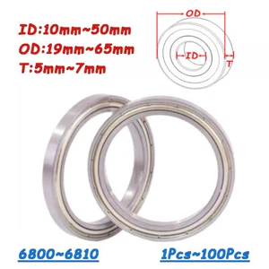 Deep Groove Ball Bearing 6800 ~ 6810 Metal Shielded Thin Wall Bearings - Picture 1 of 5