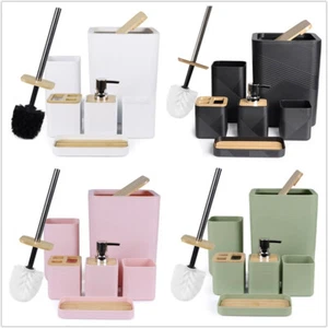 Set accessori bagno bambù 6 pezzi - set completo accessori bagno spazzolino - Foto 1 di 27