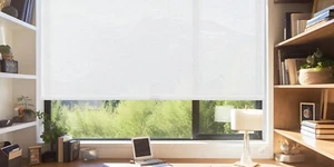 White Clearance Jacquard Persilux Light Filtering Roller Shades with Valance - Picture 1 of 7