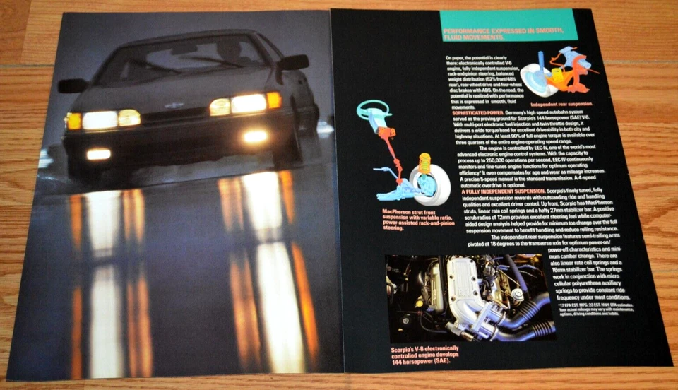 1988 Merkur Scorpio Original Dealer Advertisement Print Ad 88 Engine Black - Image 1 of 1