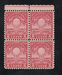 A Nice 1929 2¢ Edison's Light Mint Never Hinged w OG Block-of-4 -- Scott #655 ~ - Picture 1 of 1