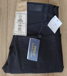 Ralph Lauren Polo Donna "The Straight"Basso Elasticizzato Corda Tinto Nero Jeans 26W 32L - Foto 1 di 16